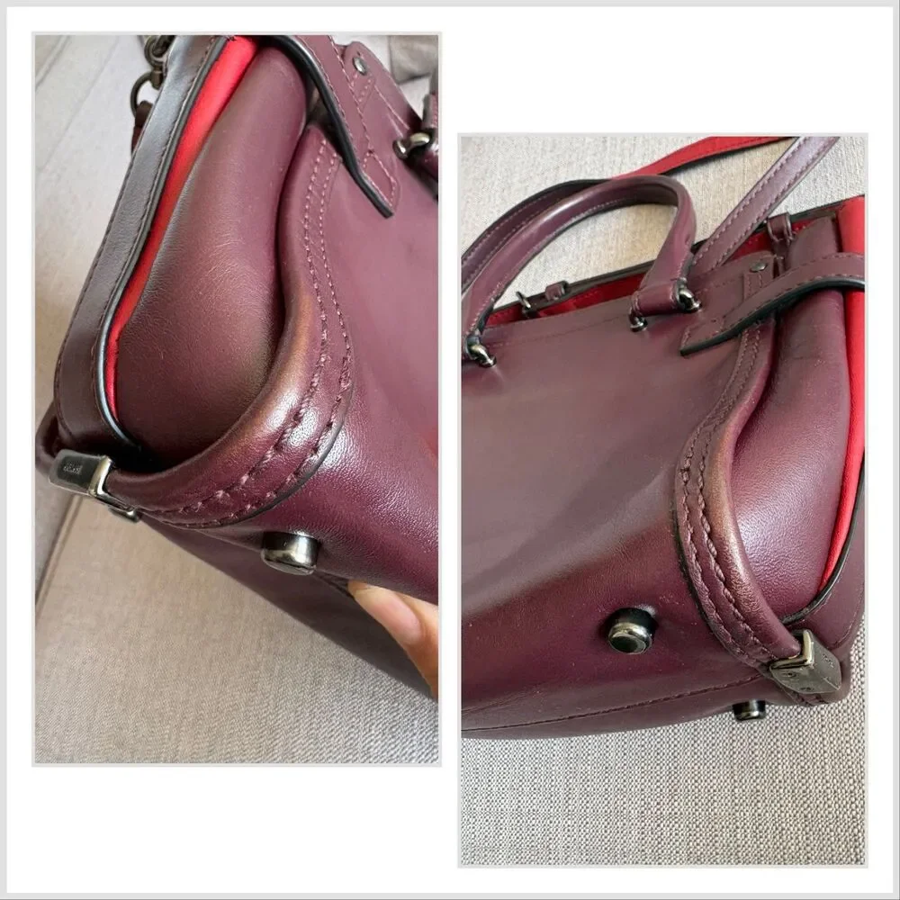Coach Swagger21 Willow Floral Glove-tanned Leather Satchel Crossbody Bag Oxblood